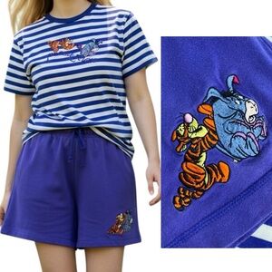 Disney Blue & White Striped Tigger and Eeyore Tee with Royal Blue Shorts